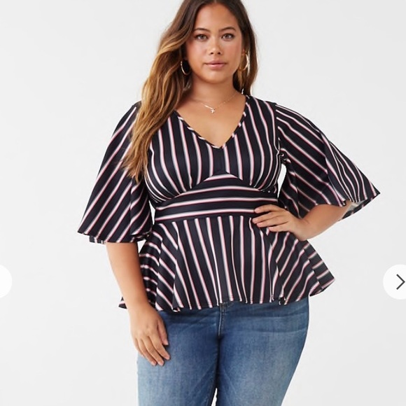 find me Tops - Striped Babydoll Blouse